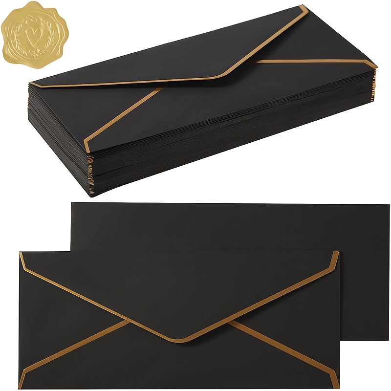 Wax Seal Letter Kit - 10 Stück hochwertige schwarze Umschläge mit