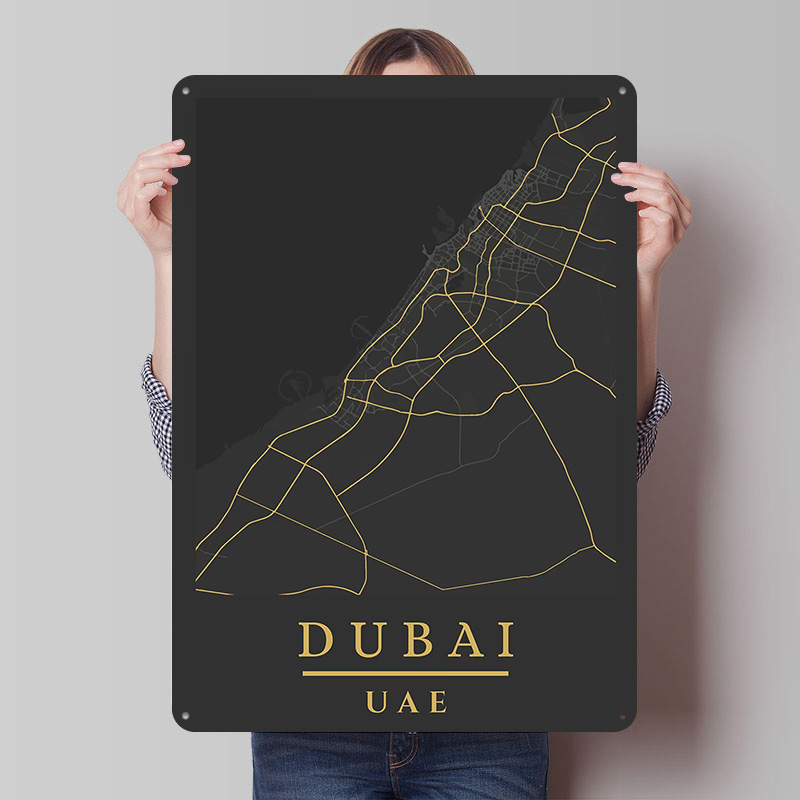 Custom Map Poster - Dubai VAE Karten-Kunstdruck Poster Individualisiertes Retro