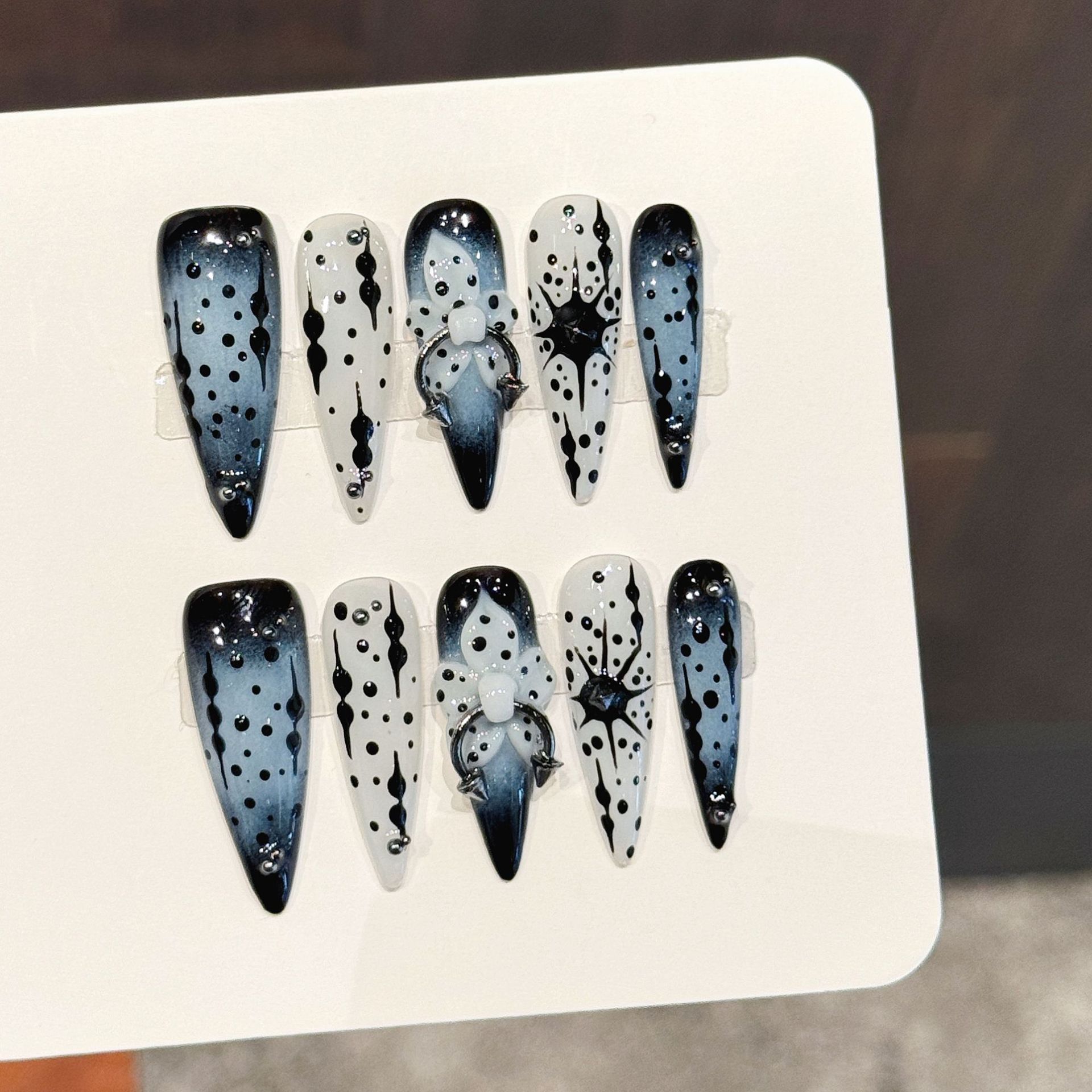 Pressed Flower Art - 10 Stück Farbverlaufs-Tinte, blau, handgefertigt, künstliche