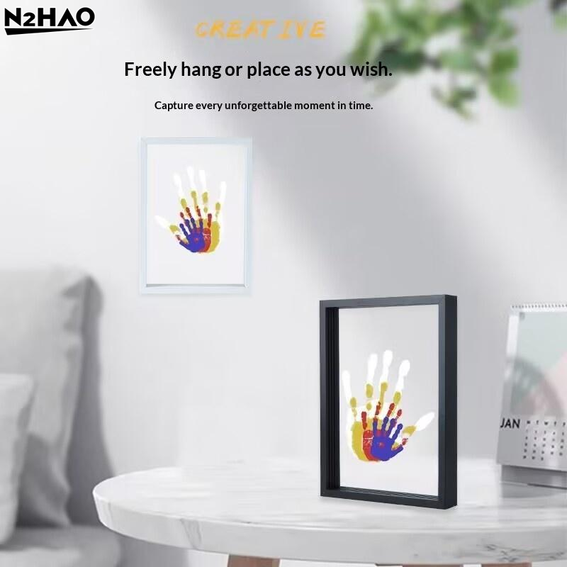 1 Set Familien-Handabdruck-Fot – Engraved Wood Frame Bewertung und Preis
