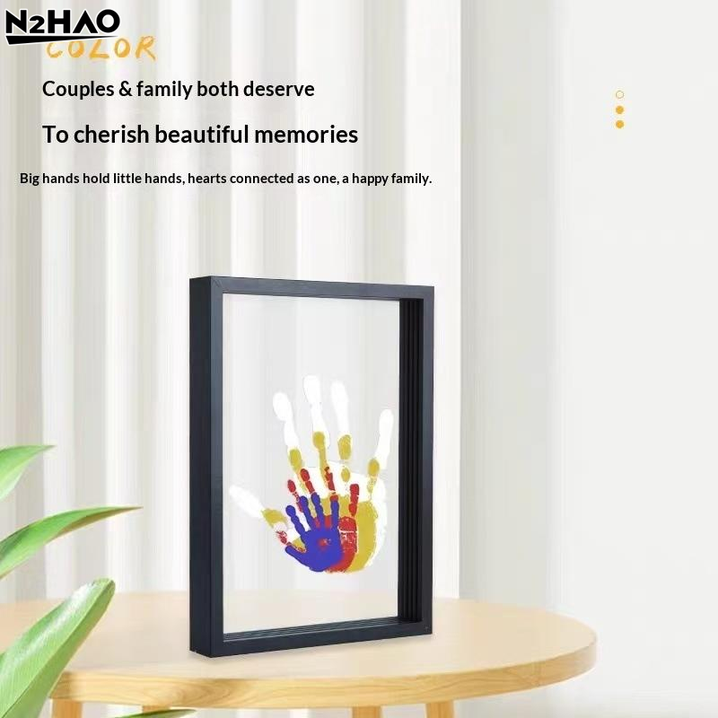 1 Set Familien-Handabdruck-Fot – Engraved Wood Frame Bewertung und Preis