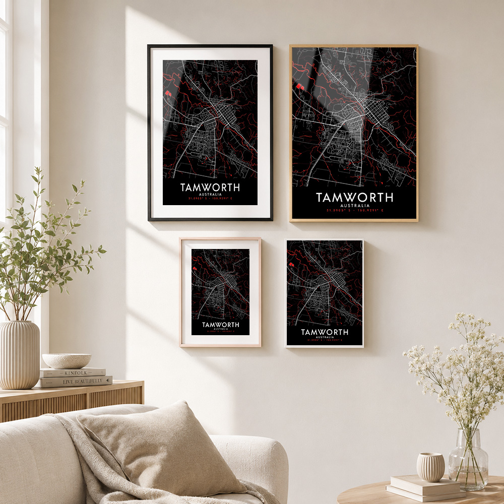 Tamworth Dark Map Gerahmter Me – Custom Map Poster Bewertung und Preis